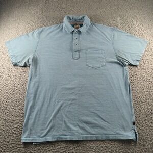 Relwen Polo Shirt Mens 2X Blue White Stripe Pocket Cotton Collared Huckberry